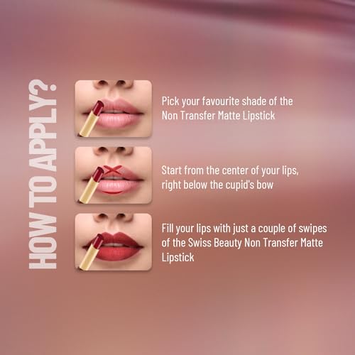Image of Swiss Beauty Non-Tranfer Matte Lipstick, Smooth & Waterproof, Mauve Blush, 2g
