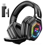 Ozeino Cuffie Gaming Wireless con Microfono 2,4 GHz, Trasmettitore USB 2,4 G e Type C, Durata della batteria di 30 ore, Cuffie Gaming per Ps5, Ps4, PC