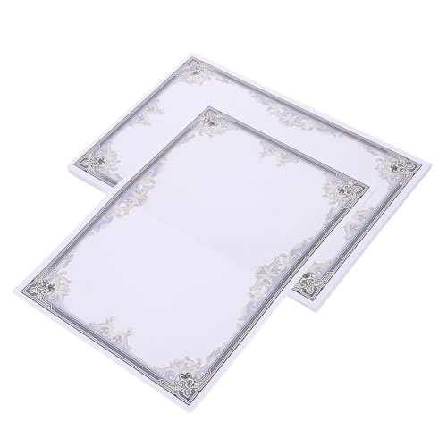 Papel para certificados de diseño azul y blanco, 50 hojas de calidad con esquinas redondeadas
