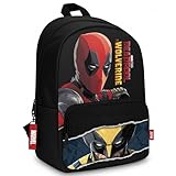Marvel Mochila Diakakis con 3 fundas, Black Deadpool/bolsillo individual, M