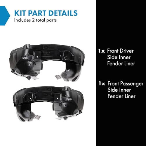 Image of TRQ Front Inner Fender Liner Set Compatible with 2017 Jeep Compass CH1248160 CH1249189