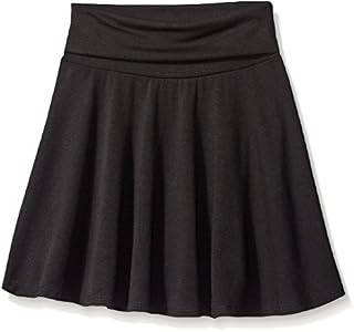 Amy Byer Girls' Size 7-16 Knit Skater Skirt with Foldover Waist, Black, Medium