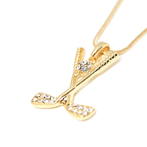 Crystal Golf Club and Ball Necklace Gold Plated3