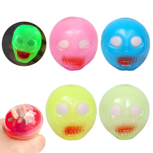 Juego de 4 juguetes blandos de Halloween, diseño de calaveras, juguete para aliviar el estrés, juguete sensorial para apretar, para fiestas de Halloween, regalos para niños y adultos
