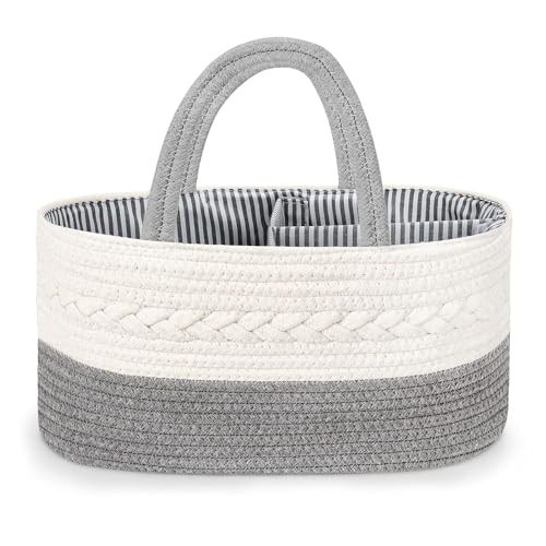 Diaper Caddy Organizer for Baby Boy- Cotton Rope for Changing Table, Nursery Storage, Newborn Baby Must Have Items，Changing Table Car Travel Baby Shower Gifts (10 * 15.4 * 7in)