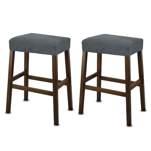 Image of NeColorLife Rectangle Bar Stool Covers Waterproof,Light Gray,2 Pack