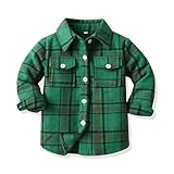 Baby Boy Girl Flannel Long Sleeve Shirts Toddler Plaid Button Down Jacket Loose Fit Kids Coat Outwear Fashion