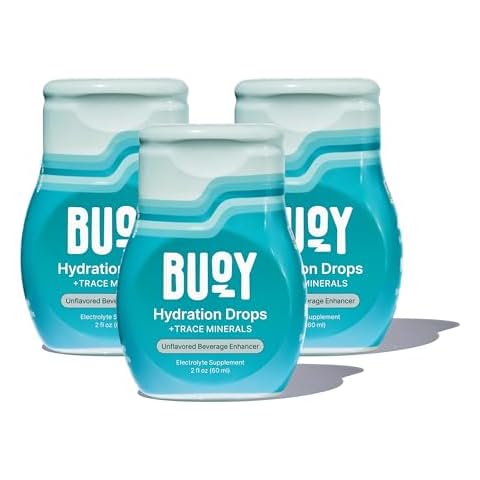 Buoy Electrolyte Drops | No Sugar, No Sweeteners | Trace Minerals, Vitamins & Antioxidants | Purposefully Unflavored | Perfect for Any Drink | Daily Hydration Supplement (Unflavored - 3 Pack) Cover