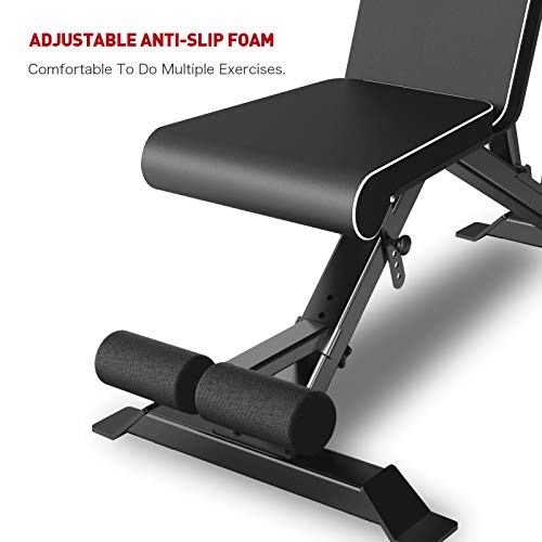 JOROTO Adjustable Weight Bench Strength Training Incline Decline Bench Full Body Workout Bench 8 Adjustable Angles Exercise Bench for Home Gym