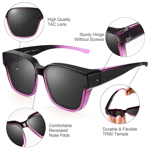 Image of URUMQI Polarized Sunglasses Fit Over Glasses Women Men UV400 Trendy Shades