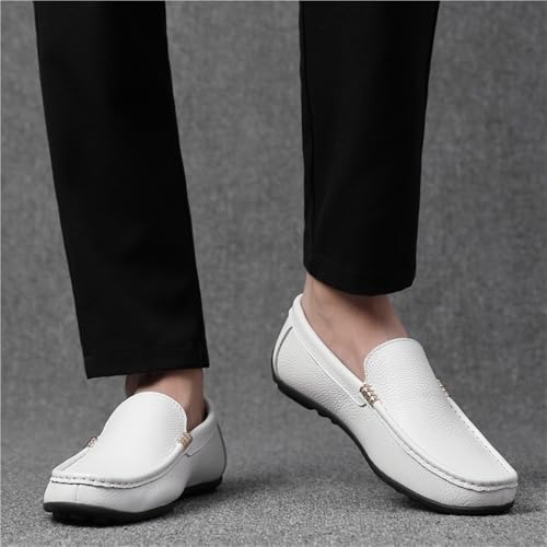 Men's Loafers Shoes Genuine Leather Stitching Details Round Toe Rubber Sole Classic Breathable Anti-Slip Lightweight Casual Slip On4