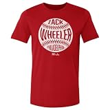 500 LEVEL Zack Wheeler Shirt - Zack Wheeler Philadelphia Vintage Baseball WHT (Red, X-Large)