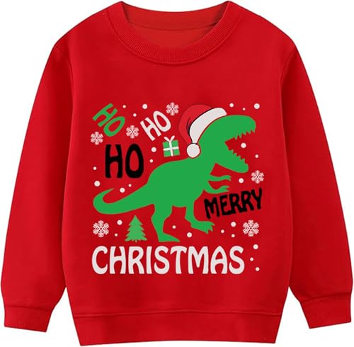 LXKA Boys Christmas Jumper Xmas Sweatshirt Gift Kids Snowmen Reindeer Santa Claus Bear Long Sleeve Tee Shirt Tops Crew Neck Pullover Hoodies Casual Outfit Winter Clothes Age 1-7 Years