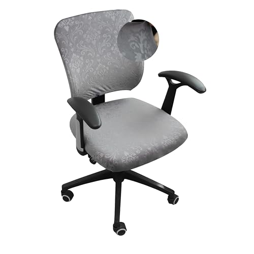 FORCHEER Desk Chair Cover Stretch Velvet Dark Grey 2 Piece for Split Office Chair Slipcovers Washable Removable