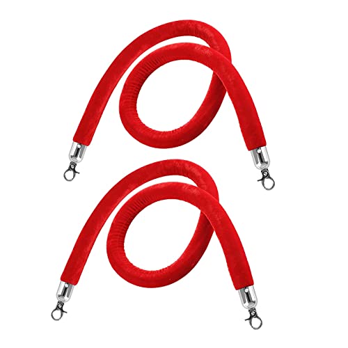 Cuerdas para control de multitudes de terciopelo rojo paquete de 2 para banco y teatro 2