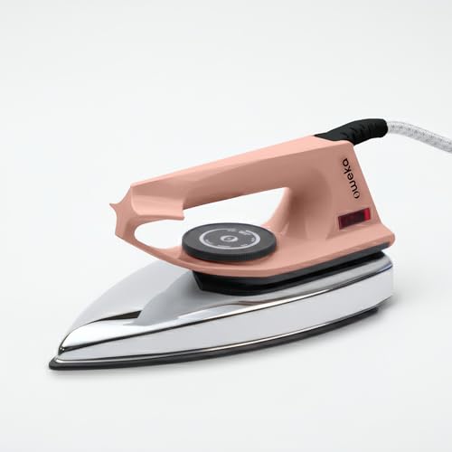Image of Nero 1000 Watt Dry Iron for clothes with German Coating Technology, Non Stick Soleplate coating | 5 level safety| Anti-Bacterial Coating, 2 Years Replacement Warranty (Peach)