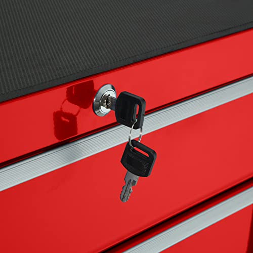 MAXCBD Rollwagen Werkzeugkiste Werkzeugwagen mit 5 Schubfächer Werkstattwagen Rot zlyjpde – Bild 5