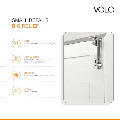 Image of VOLO Pack of 2 | L Shape Marble Stainless Steel Tower Bolt - 4 Inch Door Latch for Main Door, Room, Office and Cabinet (Silver Finish)