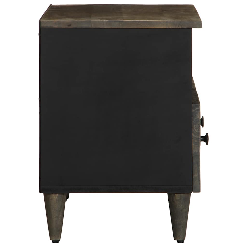Mobile TV grigio chiaro, 70 x 33,5 x 46 cm, in legno massiccio di mango, mobile basso con cassetto, scomparto e porta, console multimediale per soggiorno, camera da letto, gaming, in piedi