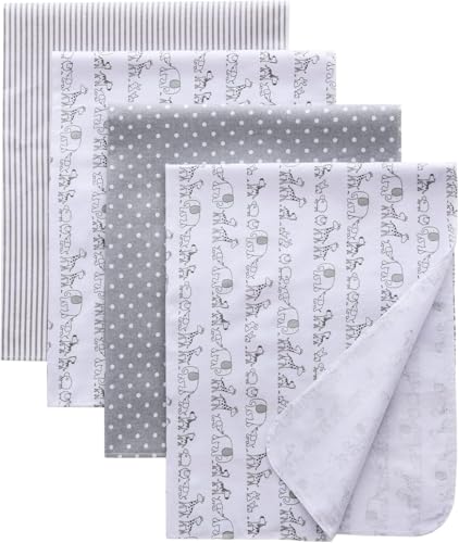 Image of Natures Freefit Unisex Baby Cotton Flannel Receiving Blankets, Basic Giraffe 4-Pack, One Size