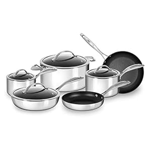 Scanpan HaptIQ Nonstick Induction Suitable 10-Piece Cookware Set, Mirror Polished Stainless Exterior