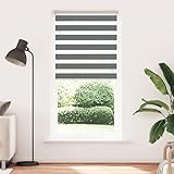 Tidyard Zebrarollo Dunkelgrau 95x200 cm Stoffbreite 90,9 cm Polyester Doppelrollo ohne Bohren...