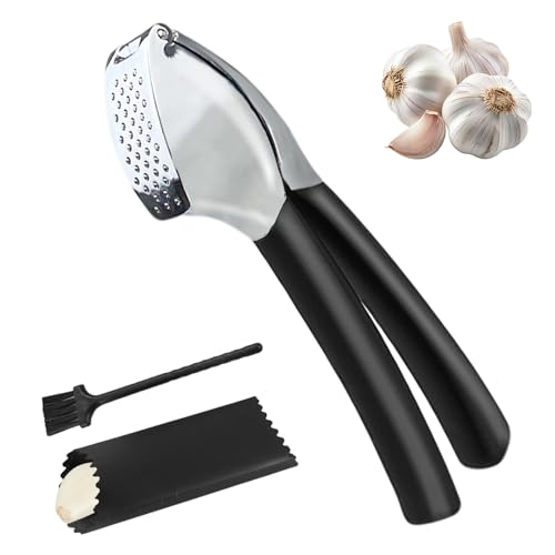 XWGKLN Presse-ail Inox Professionnel, Écrase Ail et Gingembre sans Effort, Hachoir à Ail Robuste en Acier Inoxydable 18/10, Facile à Nettoyer (Lave-Vaisselle), Pour Cuisine Intensive