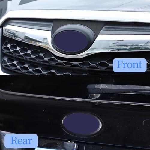Image of Front Back Emblem Cover Trim Kit Emblem Badge Logo Ring Suitable for Subaru Forester 2013-2018 Rear and Front Emblems Trim Ring Cover Auto Tailgate Logo Cover (2013-2018, Matte Black)