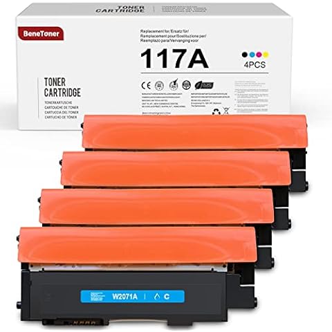 with Chips| 4 BeneToner Compatible Toner Cartridge Replacement for HP 117A W2070A W2071A W2072A W2073A HP Color Laser MFP 179fwg MFP 178nwg HP Color Laser 150a HP 150nw MFP 178nw MFP 179fnw Cover