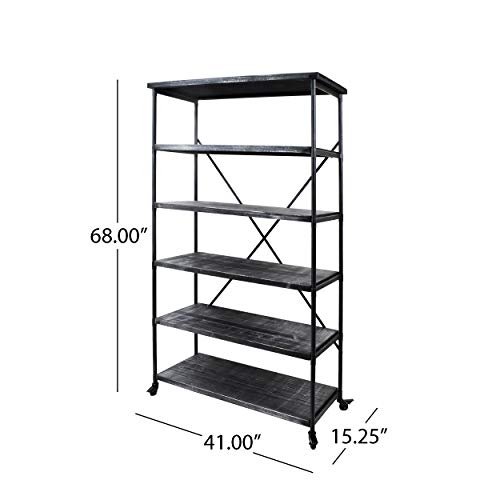 Christopher Knight Home Sullivan Industrial Five Shelf Bookcase, Gray And Pewter Finish #TOP2