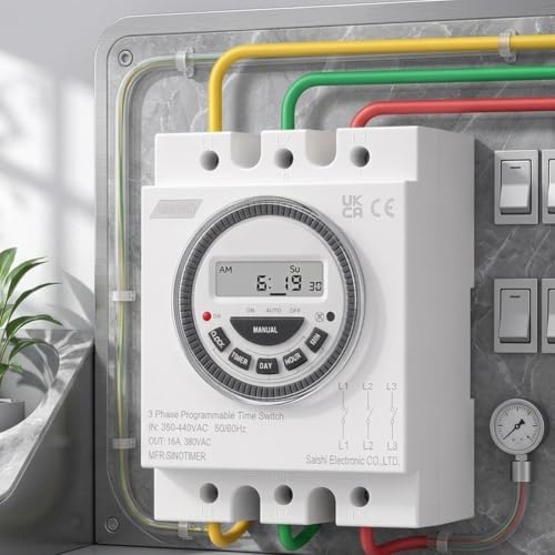 Interruptor temporizador trifásico programable TM619 de 380V para control industrial de 7 días 6