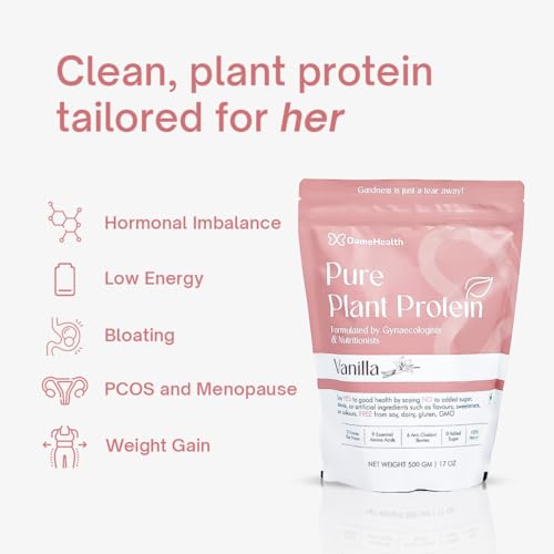 Image of Women's Plant Protein | 24g Protein per Serve | Pack of 3 (1.5kg) + Shaker | Real Vanilla Flavor | Vegan Pea Protein Isolate | No Bloating, Easy to Digest | 6 Natural Antioxidants | Safe | Sweetened with Monk Fruit | For the Everyday Woman