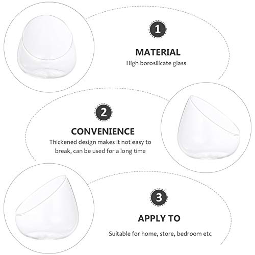 Doitool Slant Cut Bowl Glass Vase, Clear Terrarium Bowl Candy Dish Fruit Jar, 4.7" W X 4" H, Small Round Planter Table Centerpiece, Use For Succulents, Cacti, Air Plants, Moss, Terrariums, Candy #TOP3