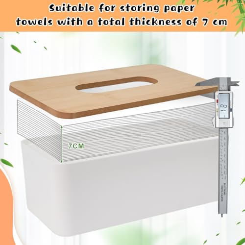 UHETLET Kosmetiktücher Box Holz Tücherbox mit Deckel aus Bambus Taschentücher Box 26x13x9cm Tücherbox Weiß Nachfüllbar Taschentuchbox Quadratisch Tissue Boxen Taschentuchspender für Handelsübliche