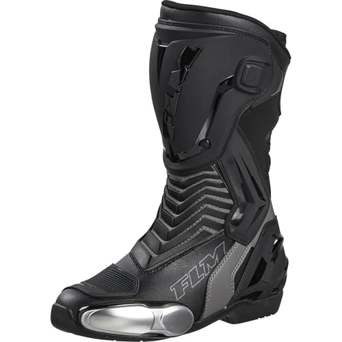 FLM Mandalika Damen Motorradstiefel Lang - Wasserdicht & Atmungsaktiv - Rutschfeste Sohle - Schwarz - Größe 36-42