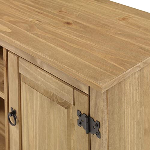 Rack de Madeira Maciça Marrom Antique com 2 Portas