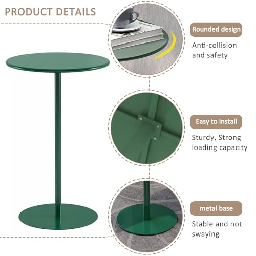 Table de chevet moderne en métal vert au design épuré - 4