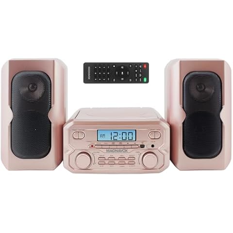 Magnavox MM435M2-RG 3-Piece Compact CD Shelf System with Digital FM Stereo Radio, Bluetooth Wireless Technology, and Remote Control in Rose Gold | LCD Display | AUX Port Compatible | 2024 Version Cover
