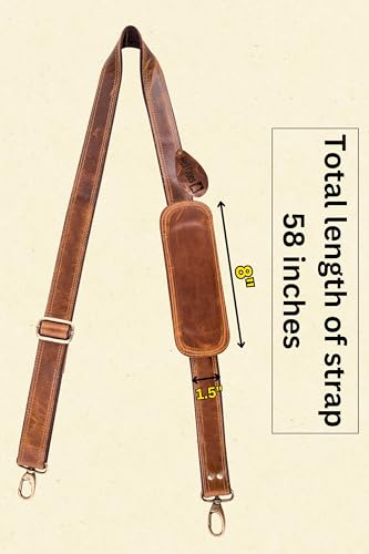 Bag Strap Replacement - Genuine Leather Adjustable Shoulder Strap for Messenger, Laptop, Camera, Travel Bags4