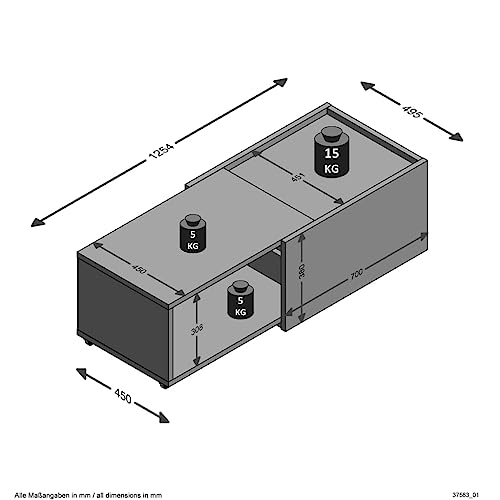 Table basse extensible FMD Möbel Sleeve chêne vieilli et noir - 3