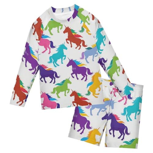 Traje de baño para sol de niños con mangas largas anti rozaduras y diseño de unicornios