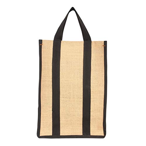 Image of DOUBLE R BAGS Laminated Jute Reusable Shopping Bags Kitchen Essentials Grocery Vegetable Lunch Carry Bag With Full Handles Multi-purpose Bag Stylish Designs Pack of 3