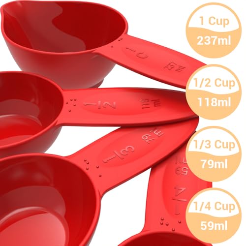 Set de 4 vasos medidores Braille de plástico miniatura 4