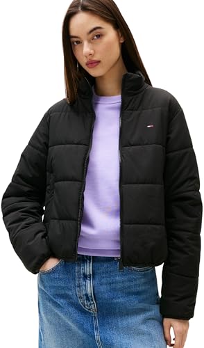 Tommy Jeans Cazadora acolchada Mujer con cuello alto, Negro (Black), XL