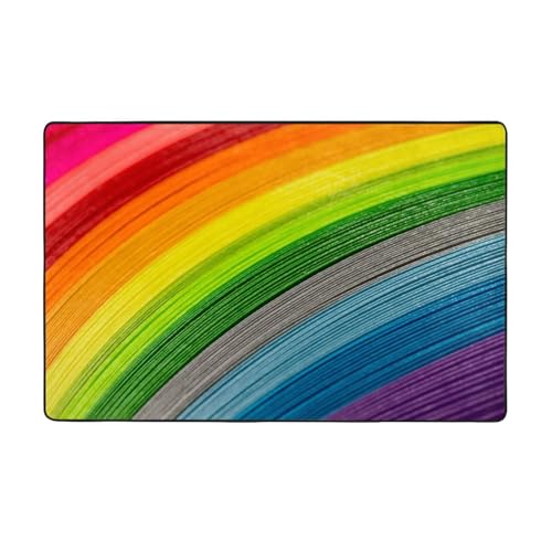 Tapis de chambre lavable en machine 150 x 100 cm antidérapant et multicolore