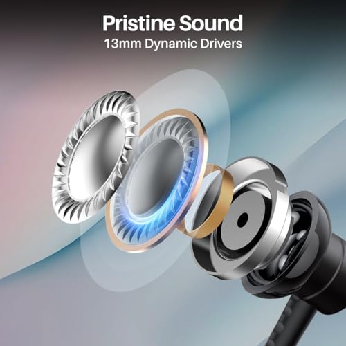 Image of pTron Tangent Buzz w / 50Hrs Playtime, Pristine Sound, Dual-Device Pairing, Bluetooth 5.4 Wireless in-Ear Earphones with Mic, Hall Switch Function, Voice Assistant, Type-C Fast Charging & IPX5 (Black)