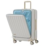 [F FANCY WONDERLAND EST.2011] スーツケース 機内持ち込み フロントオープン キャリーケース sサイズ 前開き キャリーバッグ s ストッパー付き 2泊3日 小型 1泊 軽量 可愛い 頑丈 多機能 大容量 TSAロック 旅行 女子旅 人気 ハード おしゃれ TY2309 ホワイト 白 (スカイブルー×マシュマロホワイト, Sサイズ)