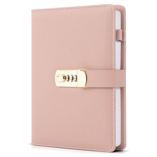 Aesthetic Diary with Lock – Beautiful Leather Journal with Easy to Change Code Lock & Refillable Pages – Quality Planner for Women with Bookmark & Pen Holder to Securely Protect Thoughts & Memories