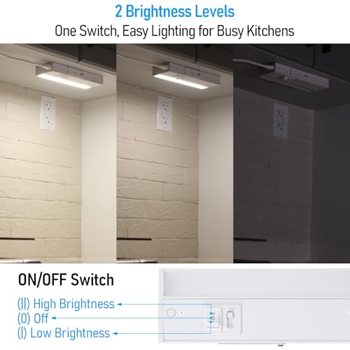 Image of TORCHSTAR 4-Pack 8 Inch 5CCT LED Under Cabinet Lighting Aluminum, White | Linkable, ETL T24, Hardwired & Plug-in, 6W 450LM, CRI90, 120V Dimmable, For Kitchen Counter, 2700K /3000K /3500K /4000K /5000K
