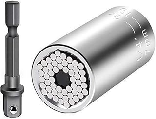 skycabin Universal Socket Wrench Set with Power Drill Adapter Set - Multi-Function Ratchet Wrench Bushing Set, 7mm to 19mm (1/4 inch to 3/4 inch) Magic Spanner Grip,Professional Repair Tools